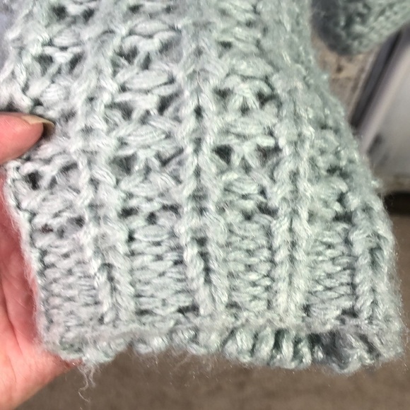 Express Slouchy Oversized Dolman Long Sleeves Open Knit Mint Green Sweater S/M - Picture 7 of 11